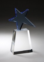 CRY242 Optical Crystal - Blue Star on Clear Base