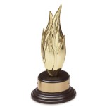 3419 - 24K Gold Flame Award on Ebony Finish Base